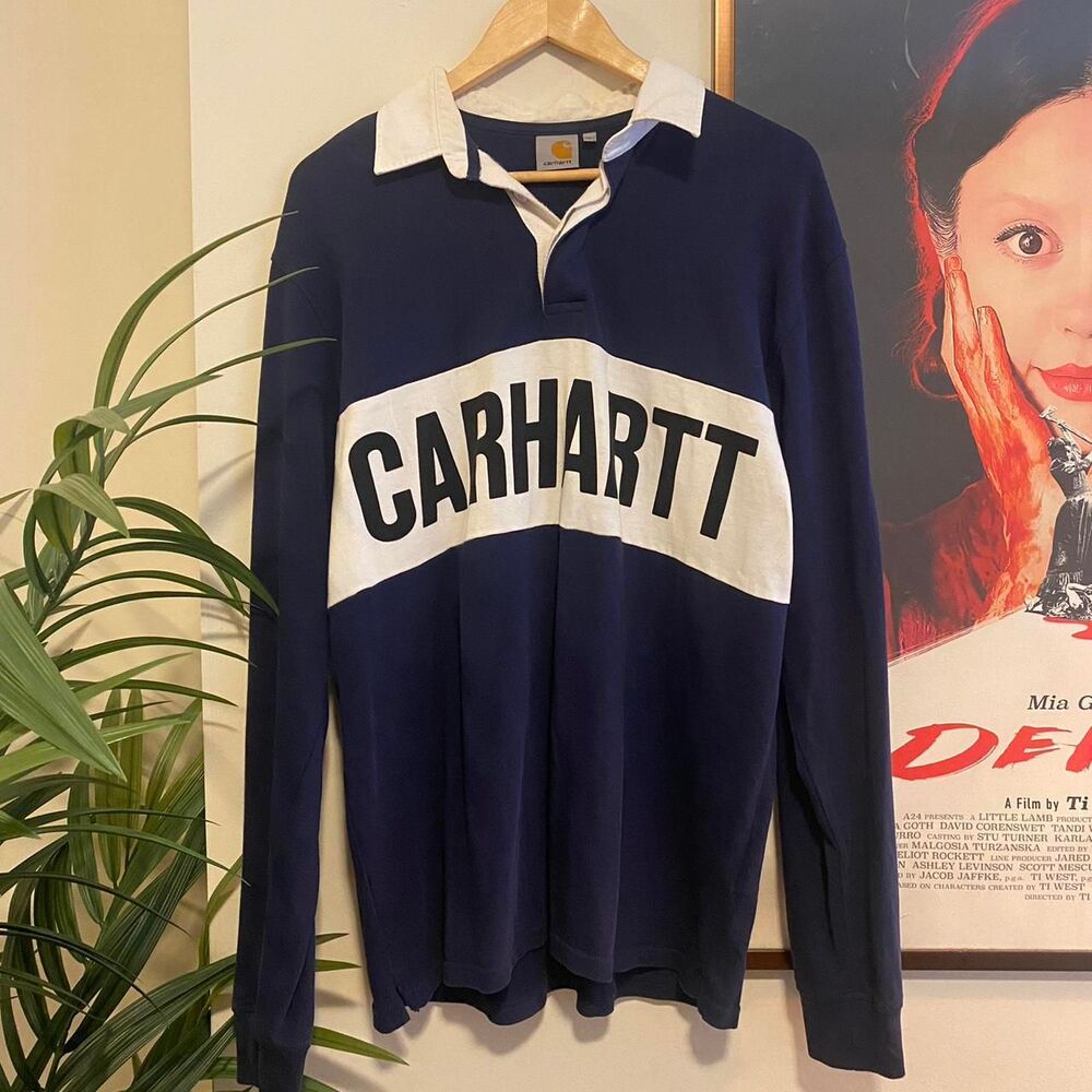 Carhartt-wip Men's Navy and White Polo-shirts